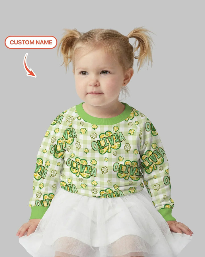 Lucky Shamrock Custom Name Bamboo Crewneck Sweatshirt