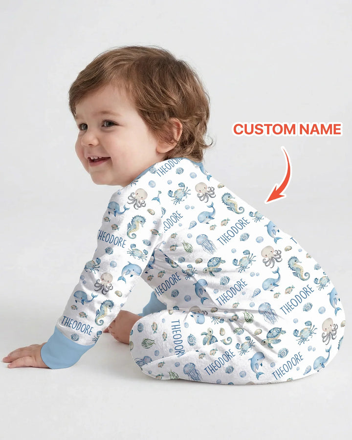 Custom Name Ocean Friends  Bamboo Convertible Zippy