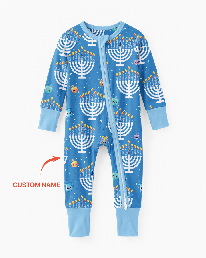 Custom Name Hannukkah Menorah Family Matching Bamboo Convertible Zippy