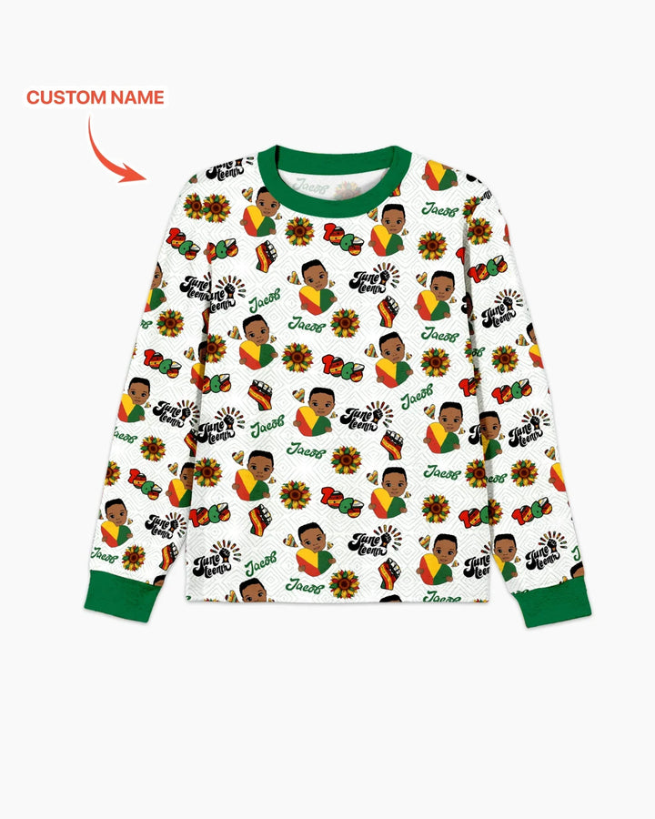 Custom Name Bloom in Freedom Men's Pajama Set