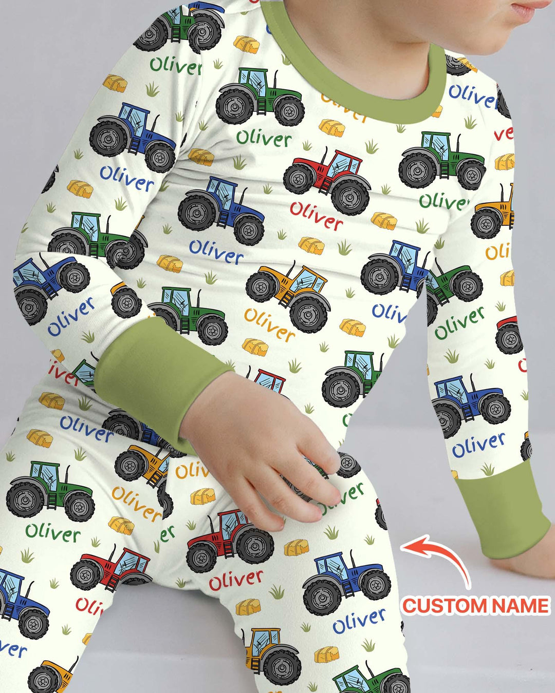 Custom Name A Little Dirt Never Hurt Bamboo Two Piece Long Sleeve Pajama Set