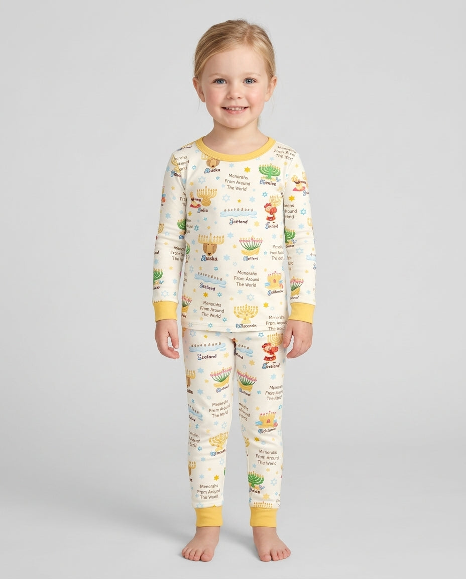 Menorahs From Around The World Bamboo Two Piece Long Sleeve Pajama Set