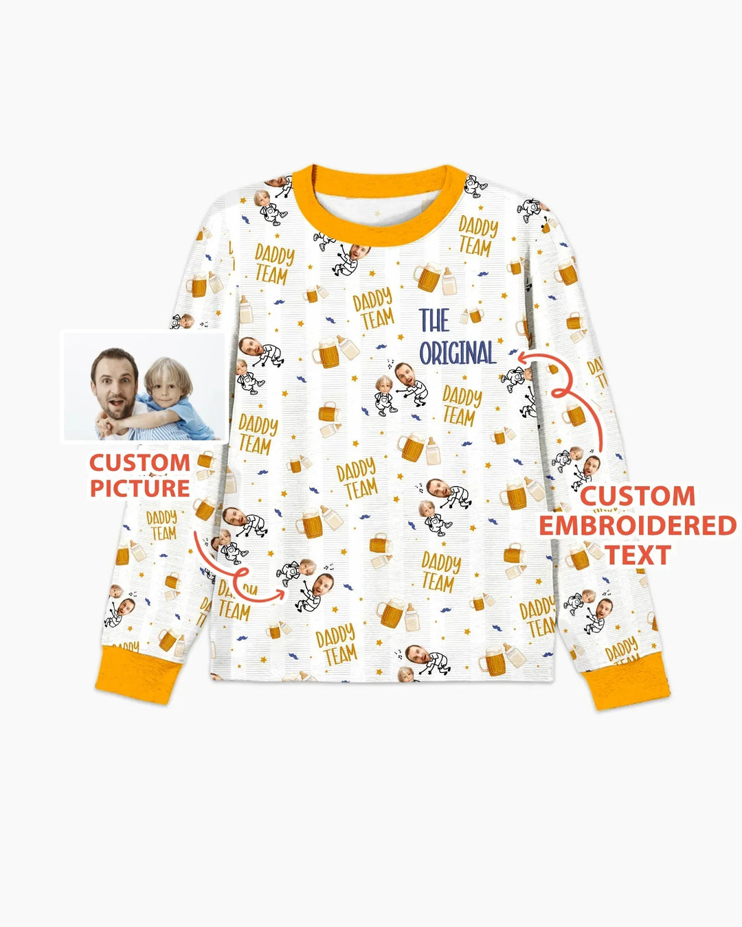 Embroidered Dad And Me Picture Bamboo Men's Pajama Set
