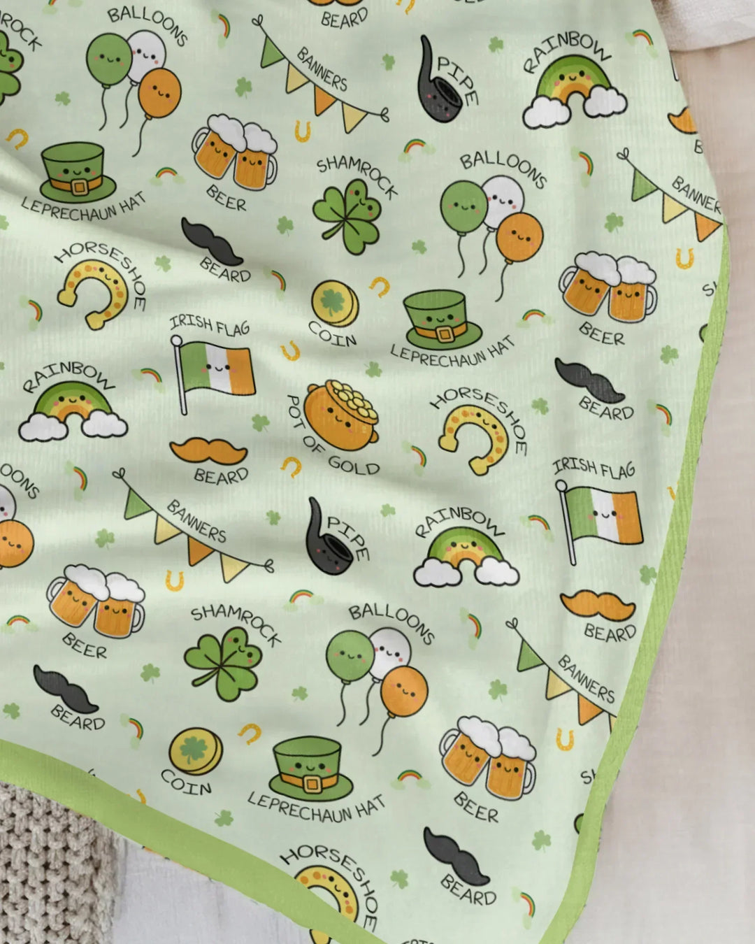 Kawaii St Patrick's Day Bamboo Blanket