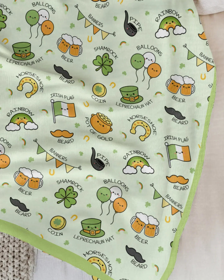 Kawaii St Patrick's Day Bamboo Blanket