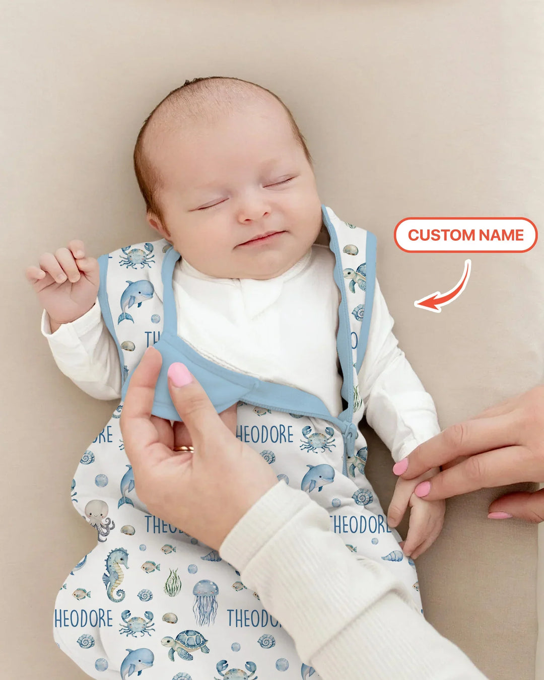 Custom Name Ocean Friends  Bamboo Sleep Bag