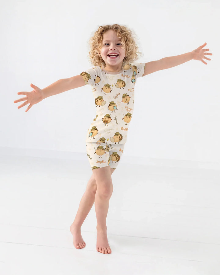 Custom Name Passover Afikoman Bamboo Two Piece Short Sleeve Shorts Pajama Set
