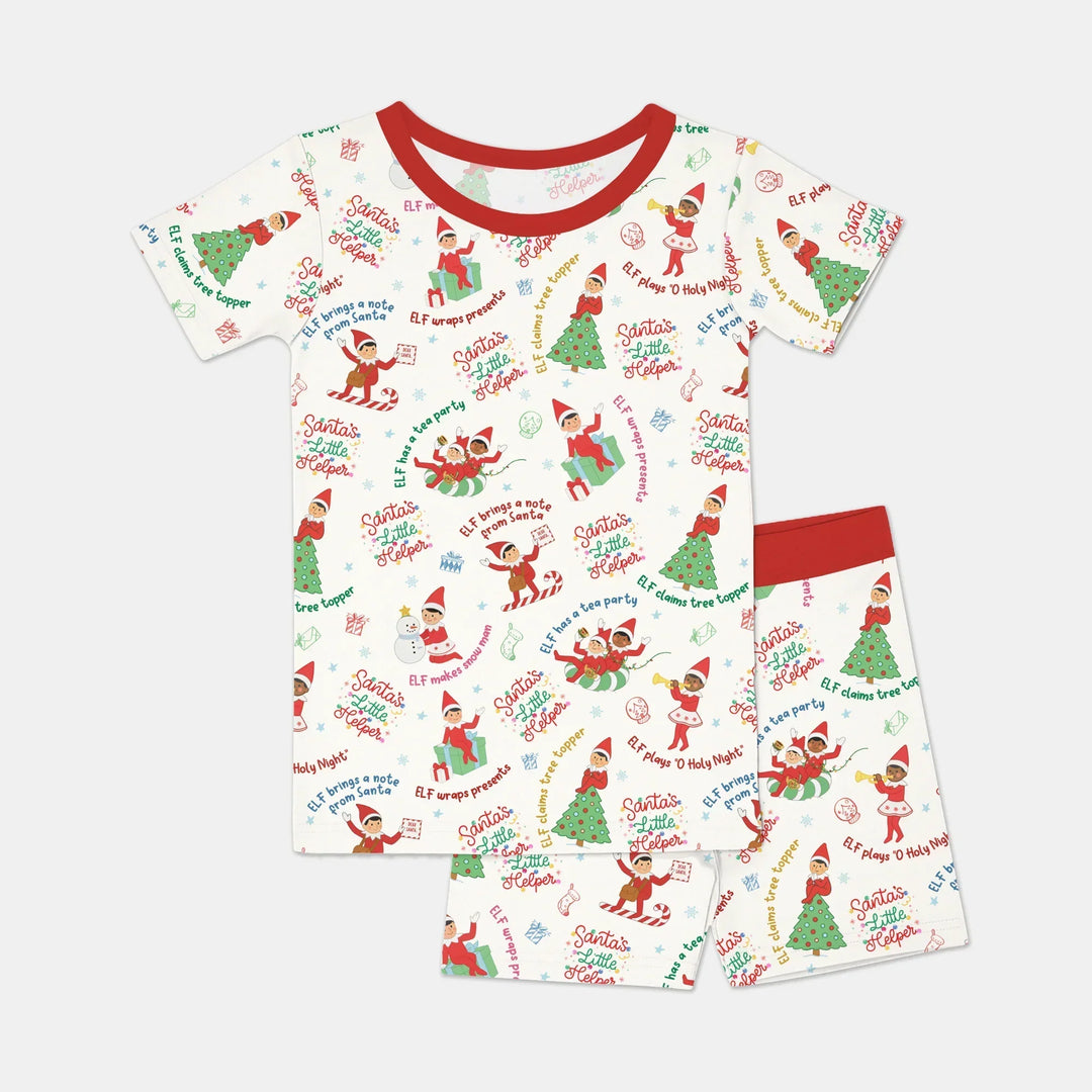 Christmas Elf Bamboo Two Piece Short Sleeve Shorts Pajama Set