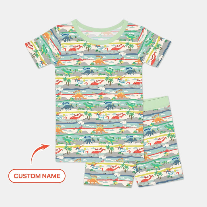 Jurassic Playground Bamboo Two Piece Short Sleeve Shorts Pajama Set