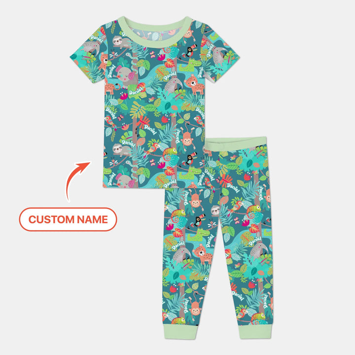 Jungle Buddy Adventure Bamboo Two Piece Short Sleeve Pajama Set