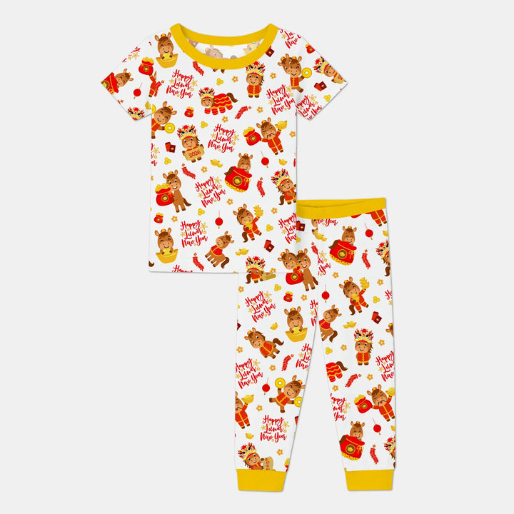 Year of the Horse Bamboo Two Piece Short Sleeve Pajama Set
