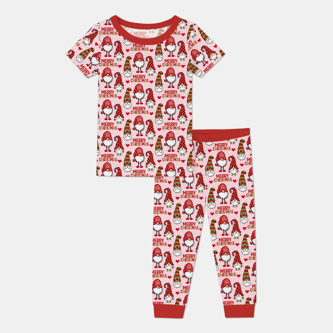 Gnomie Christmas Bamboo Two Piece Short Sleeve Pajama Set