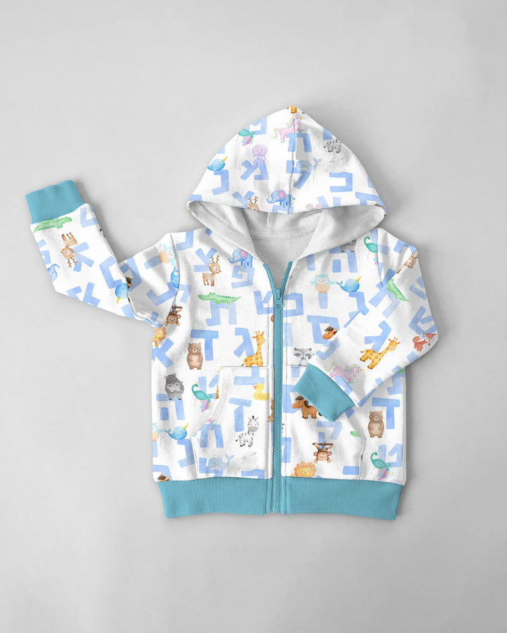 Hebrew Animal Alphabet Bamboo Zip Hoodie
