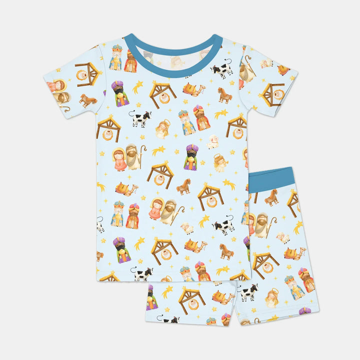 Away In A Manger Bamboo Two Piece Short Sleeve Shorts Pajama Set