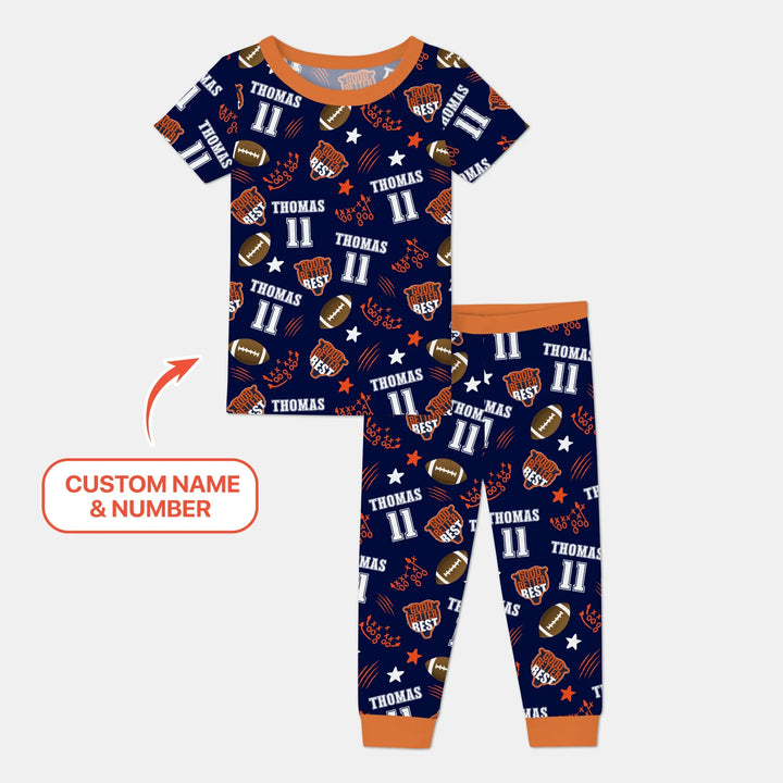 Custom Name Football Good Better Best Bamboo Two Piece Short Sleeve Pajama Set