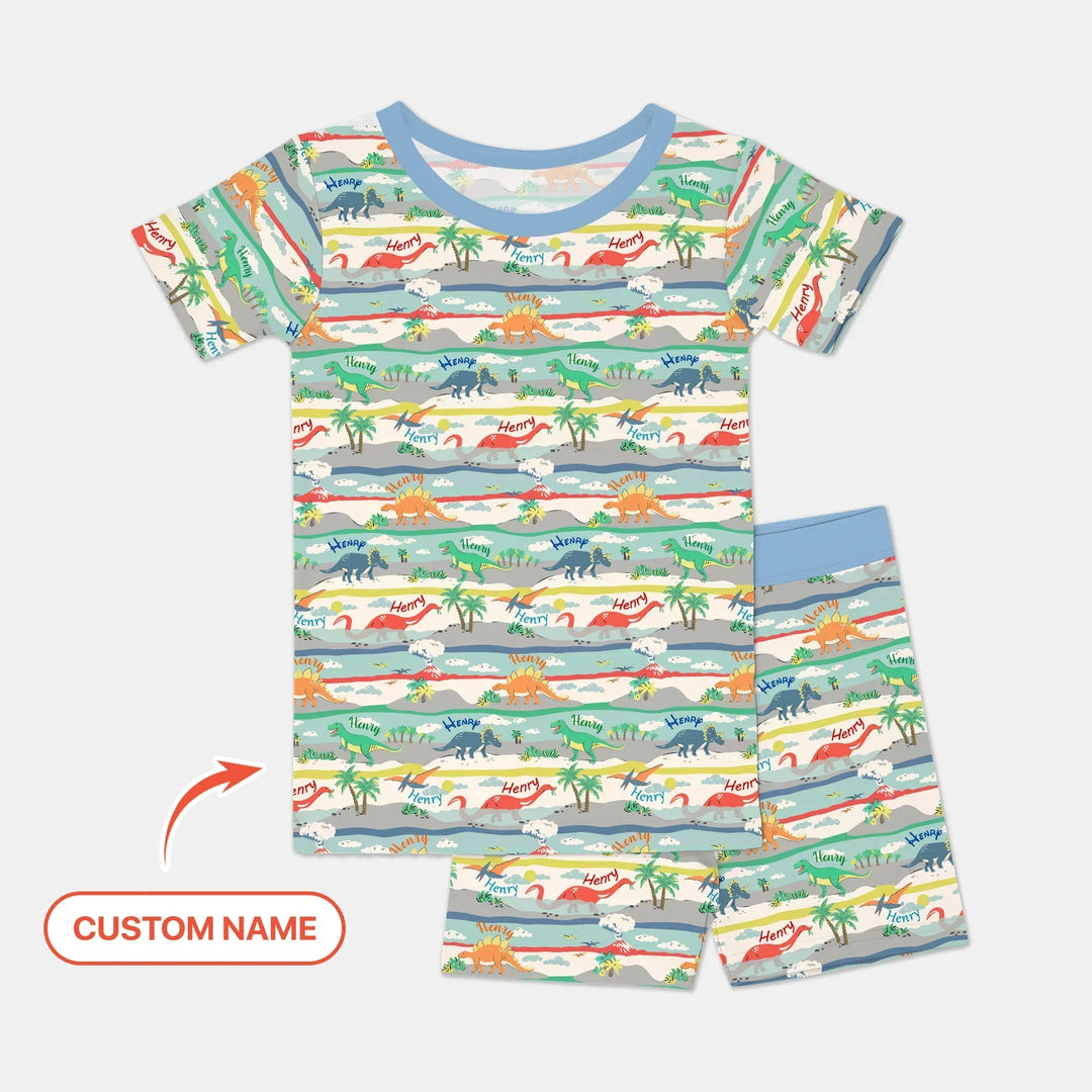 Jurassic Playground Bamboo Two Piece Short Sleeve Shorts Pajama Set