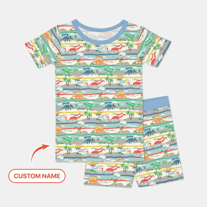 Jurassic Playground Bamboo Two Piece Short Sleeve Shorts Pajama Set