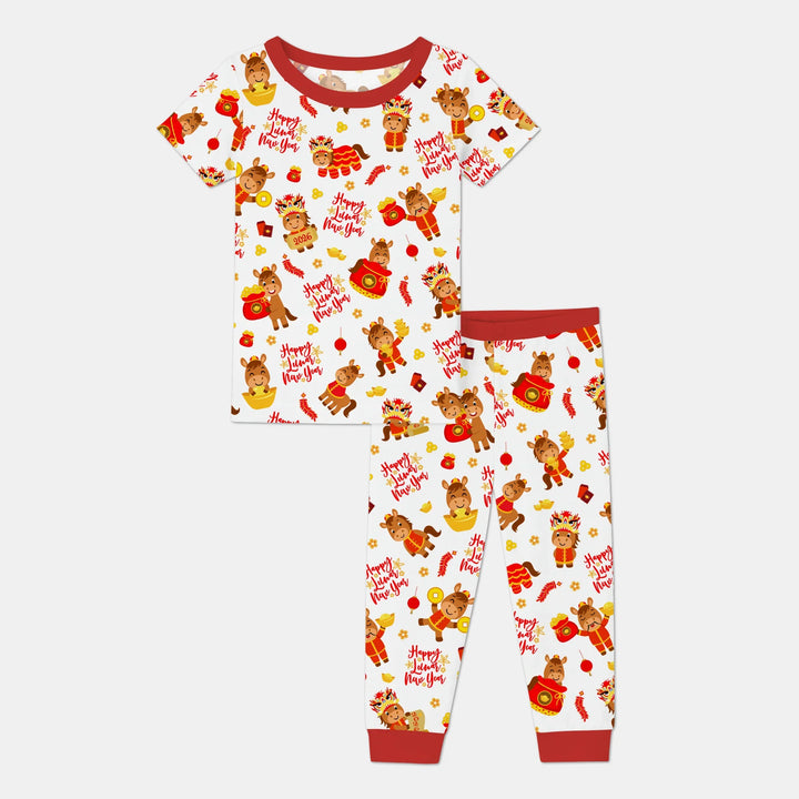Year of the Horse Bamboo Two Piece Short Sleeve Pajama Set