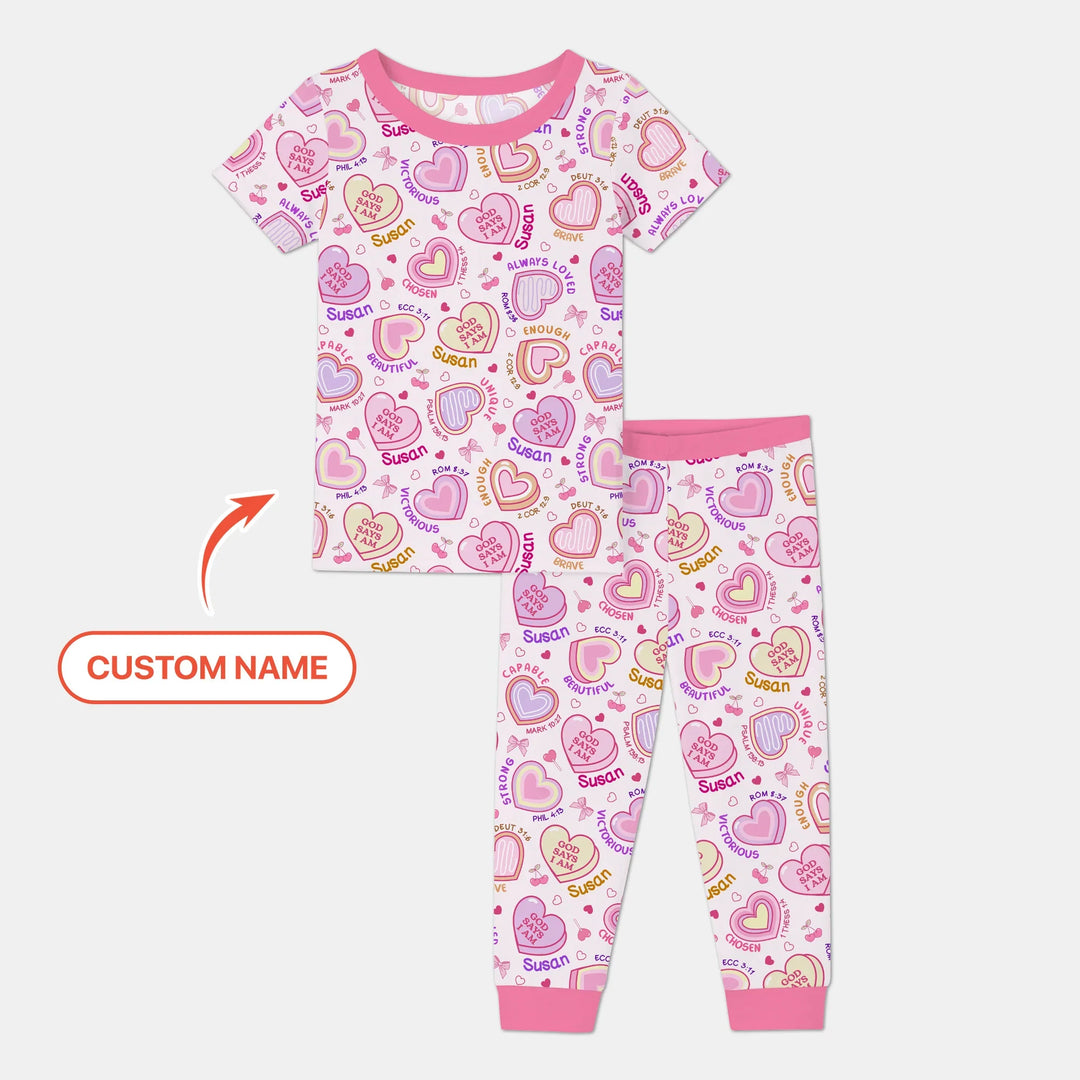 God Says I Am Sweet Heart Matching Mommy & Baby Bamboo Two Piece Short Sleeve Pajama Set