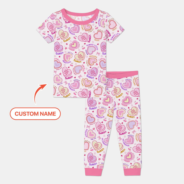 God Says I Am Sweet Heart Matching Mommy & Baby Bamboo Two Piece Short Sleeve Pajama Set