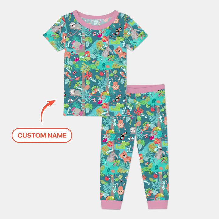 Jungle Buddy Adventure Bamboo Two Piece Short Sleeve Pajama Set