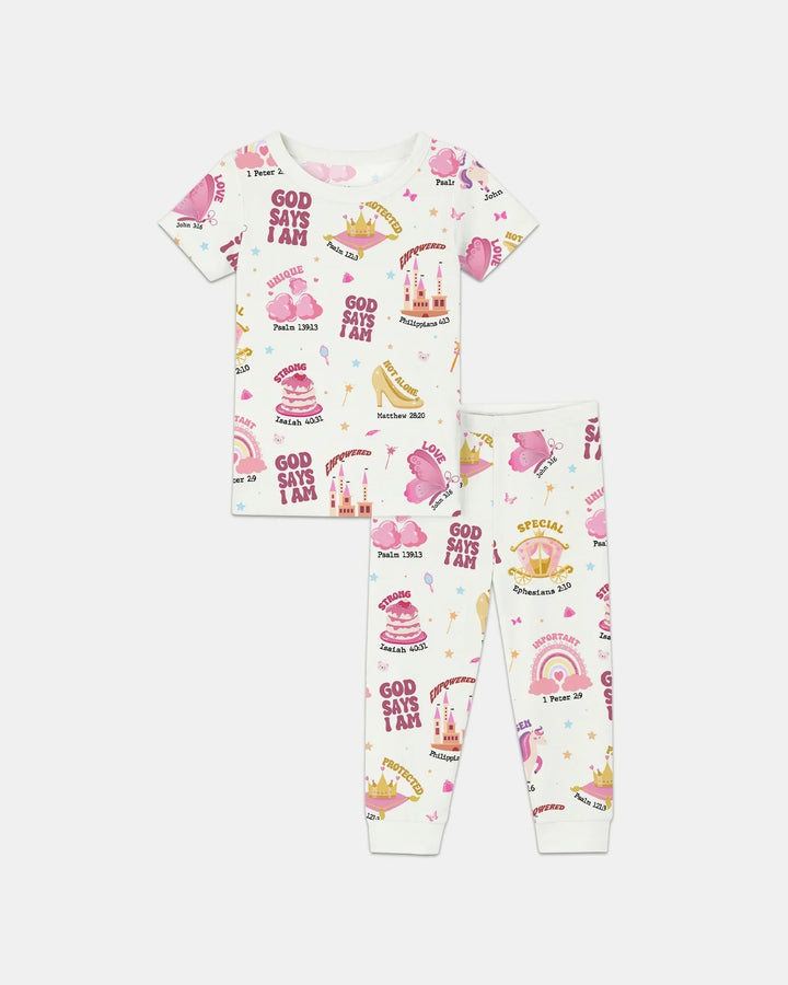 God Says I Am Girl Bamboo Two Piece Short Sleeve Pajama Set