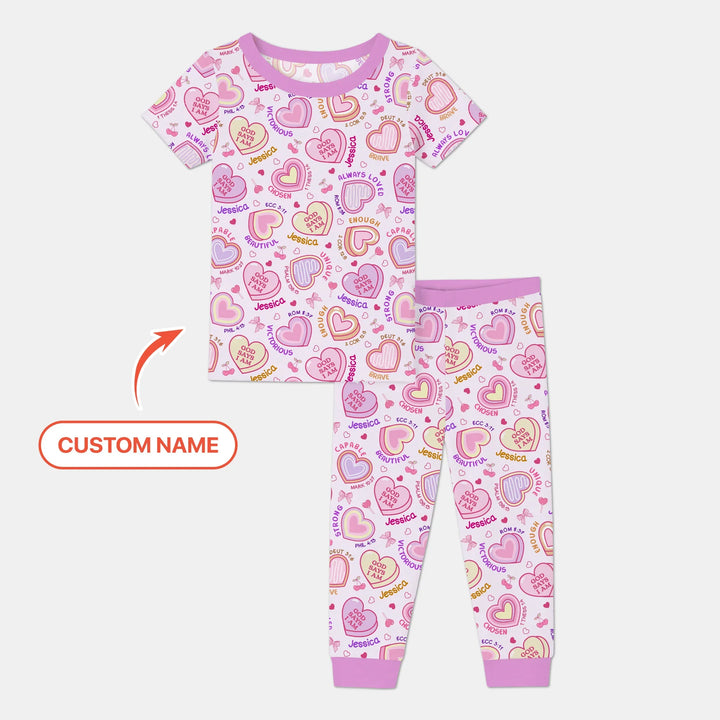 God Says I Am Sweet Heart Matching Mommy & Baby Bamboo Two Piece Short Sleeve Pajama Set