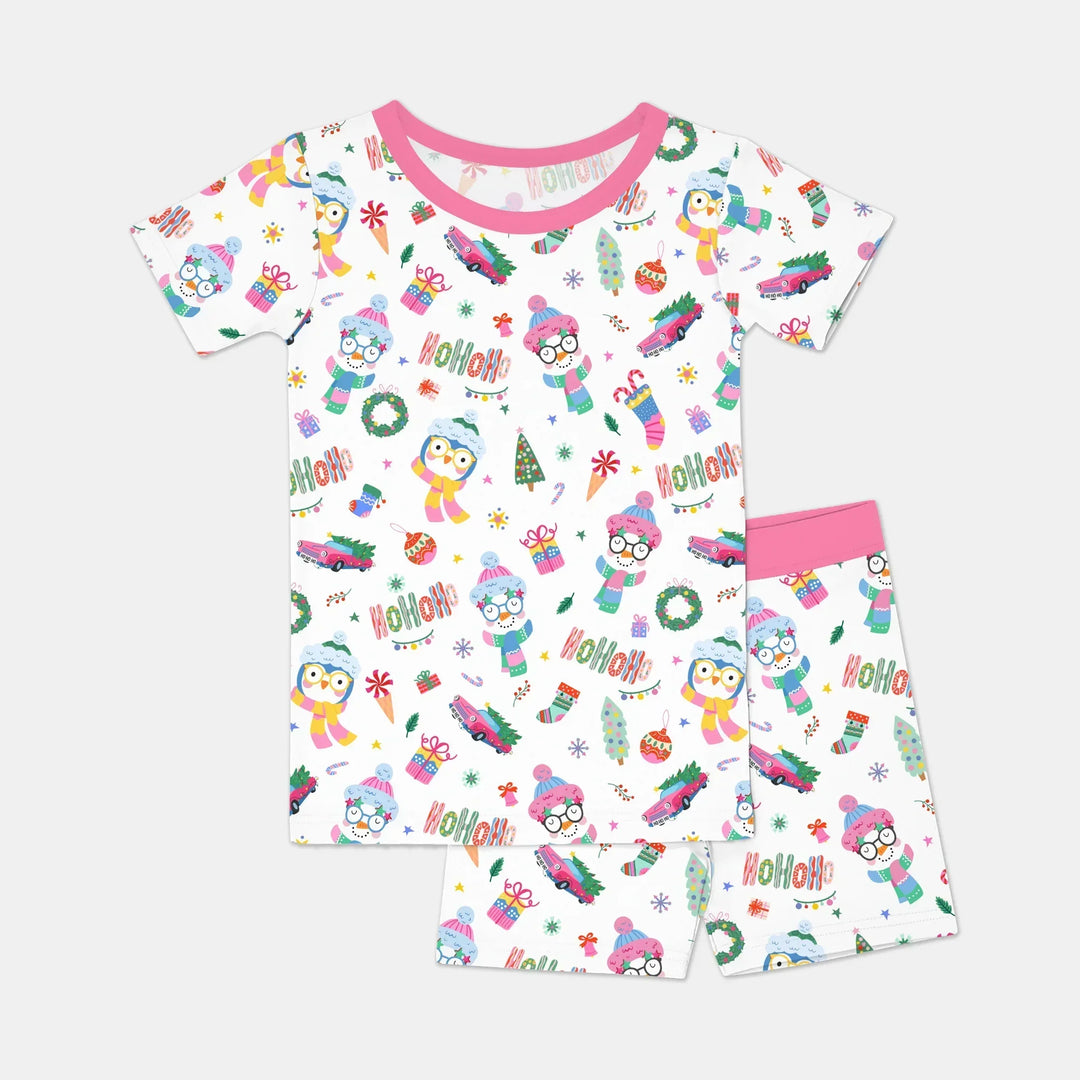 Bright Christmas Bamboo Two Piece Short Sleeve Shorts Pajama Set
