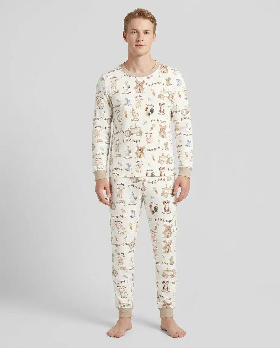 Old McDonald Farm Family Matching Bamboo Men's Pajama Set