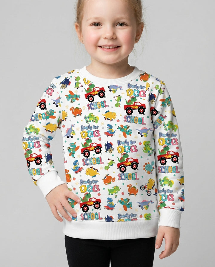First Day of Preschool T-Rex Bamboo Crewneck Sweatshirt