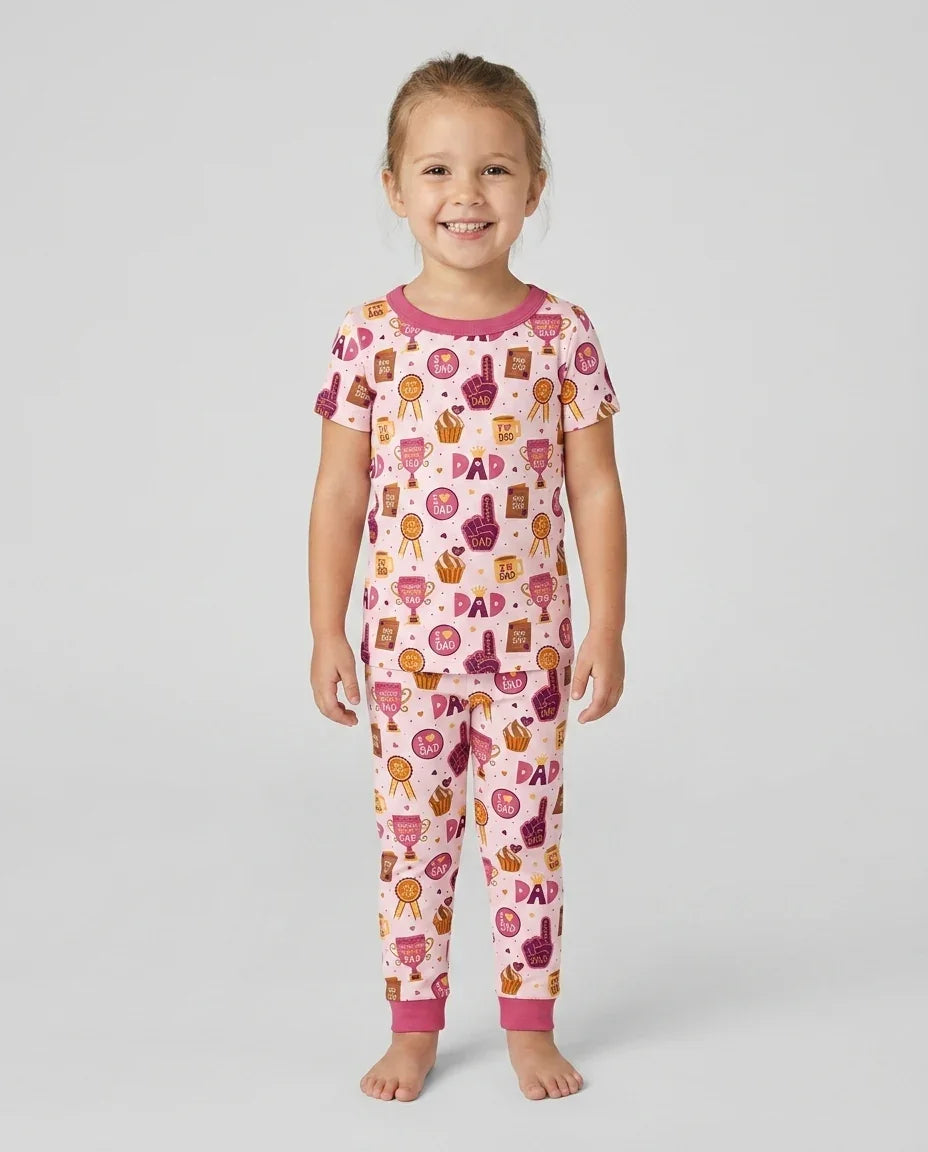 World's Best Dad Bamboo Two Piece Short Sleeve Pajama Set