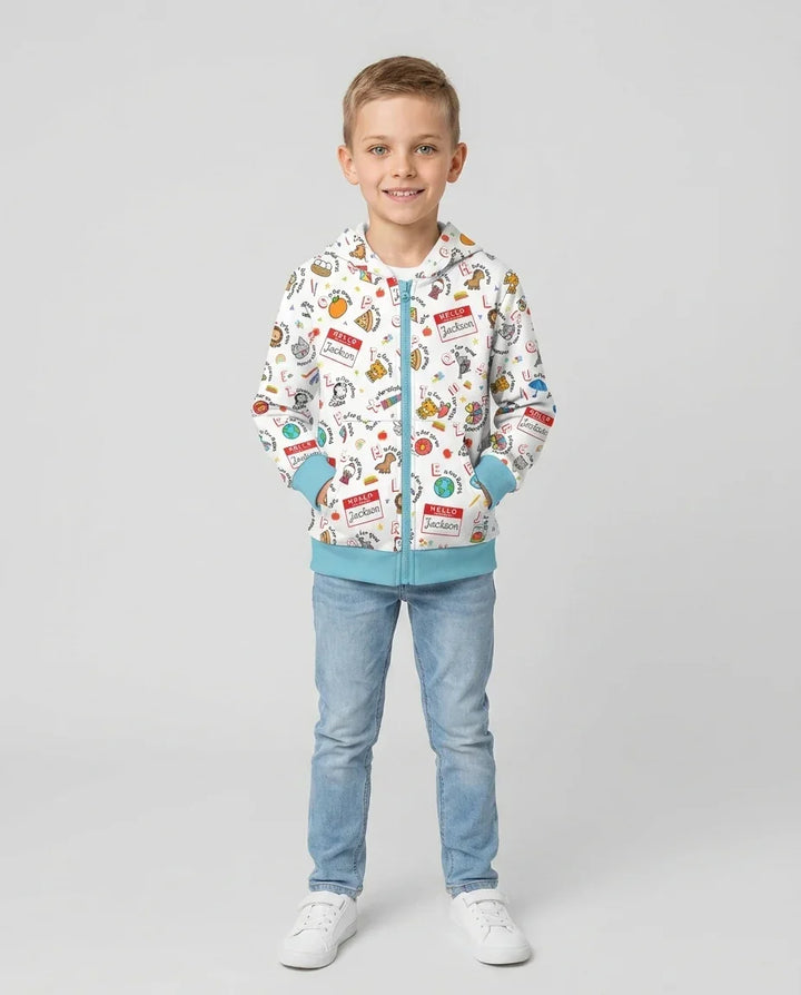 Custom Name Hello School ABCs Bamboo Zip Hoodie