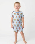 Patriotic 4th of July Highland Cow Bamboo Two Piece Short Sleeve Shorts Pajama Set
