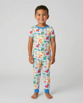 Rainbow Dino Friends Family Matching Bamboo Two Piece Short Sleeve Pajama Set