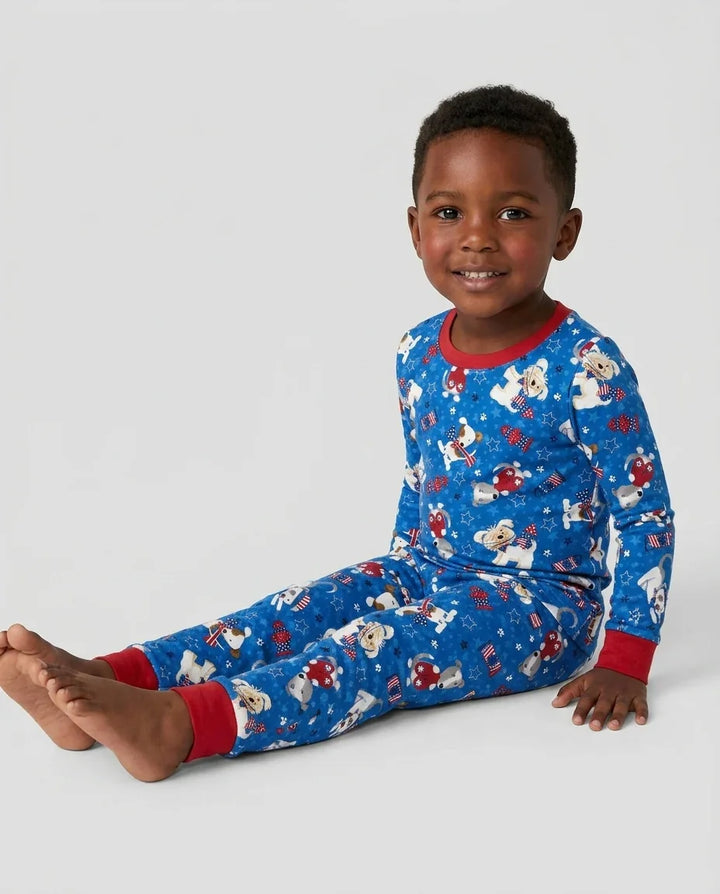 Red, White & Woof Family Matching Bamboo Two Piece Long Sleeve Pajama Set