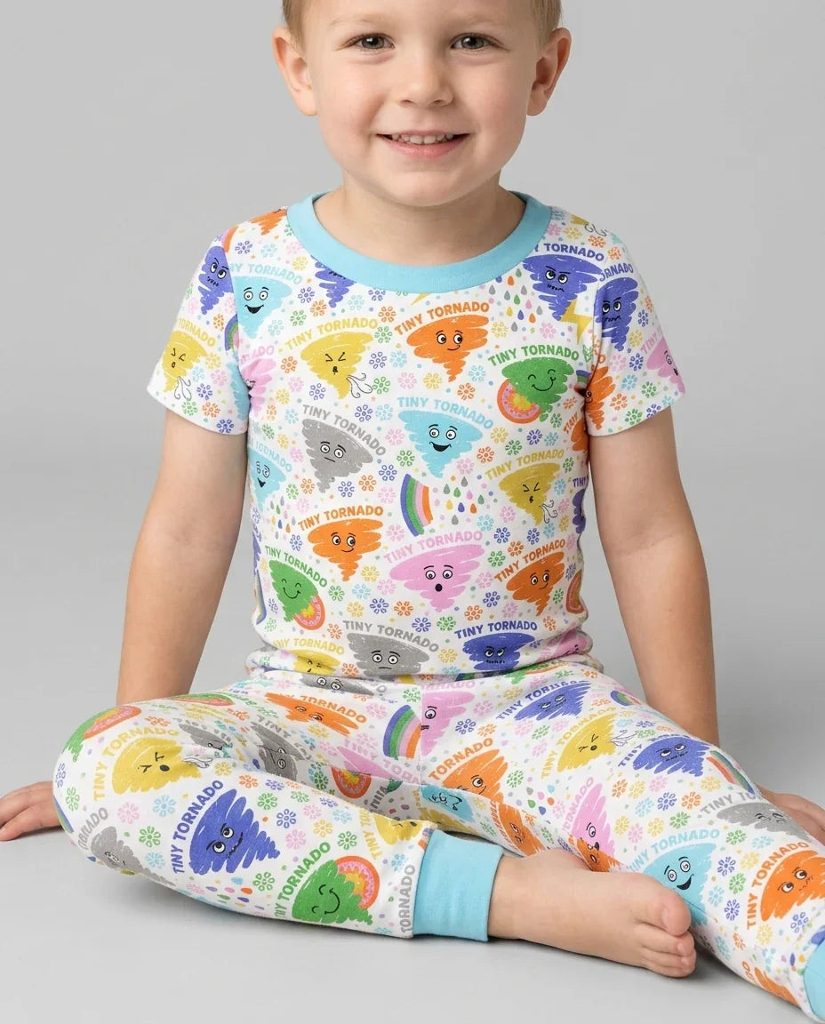 Tornado Family Matching Bamboo Two Piece Short Sleeve Pajama Set