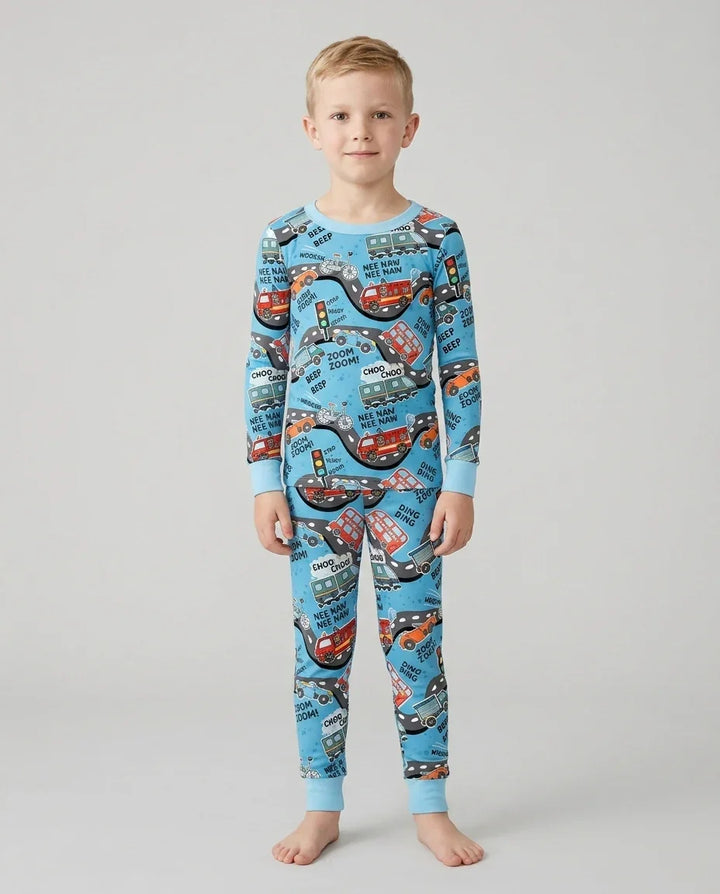 Zoom Zoom Beep Beep Bamboo Two Piece Long Sleeve Pajama Set