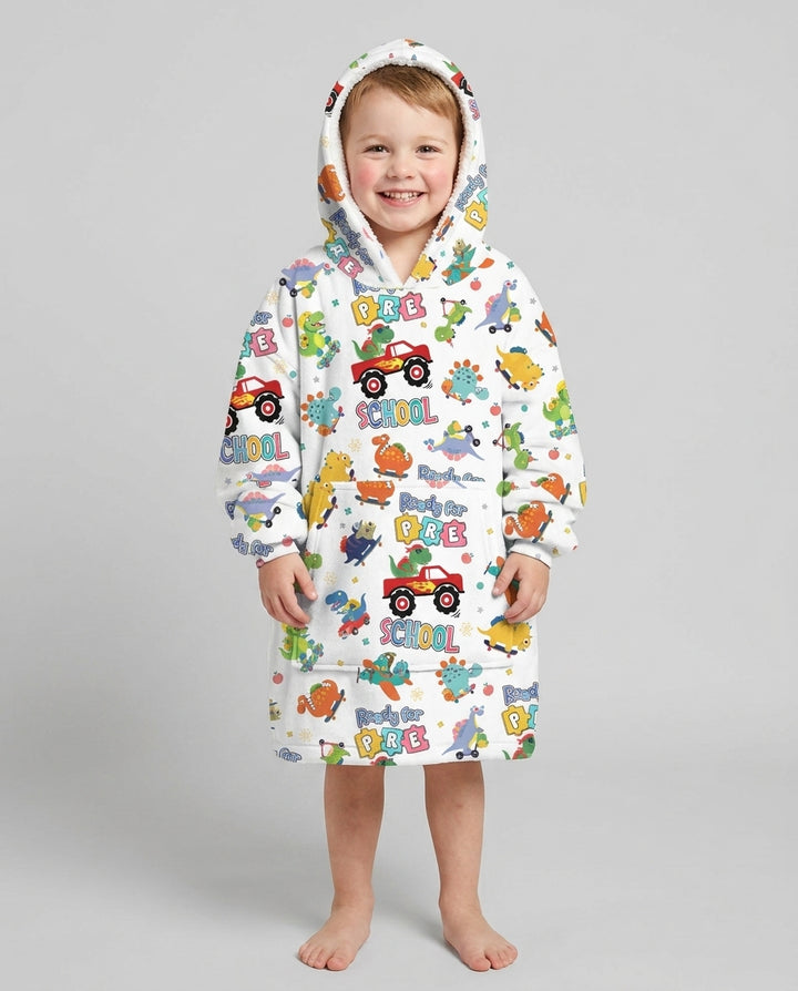 First Day of Preschool T-Rex Bamboo Blanket Hoodie