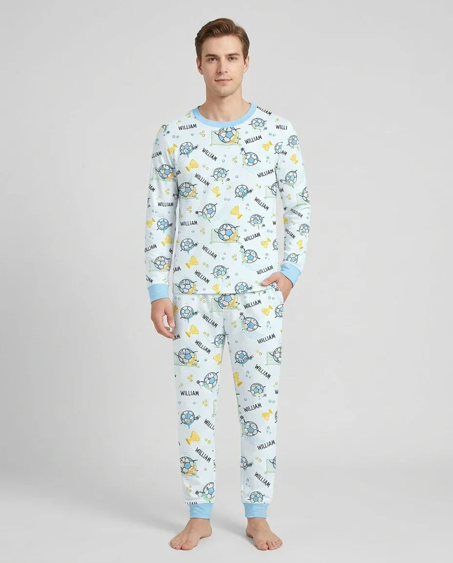 Custom Name Soccer Dad Team Matching Bamboo Men's Pajama Set