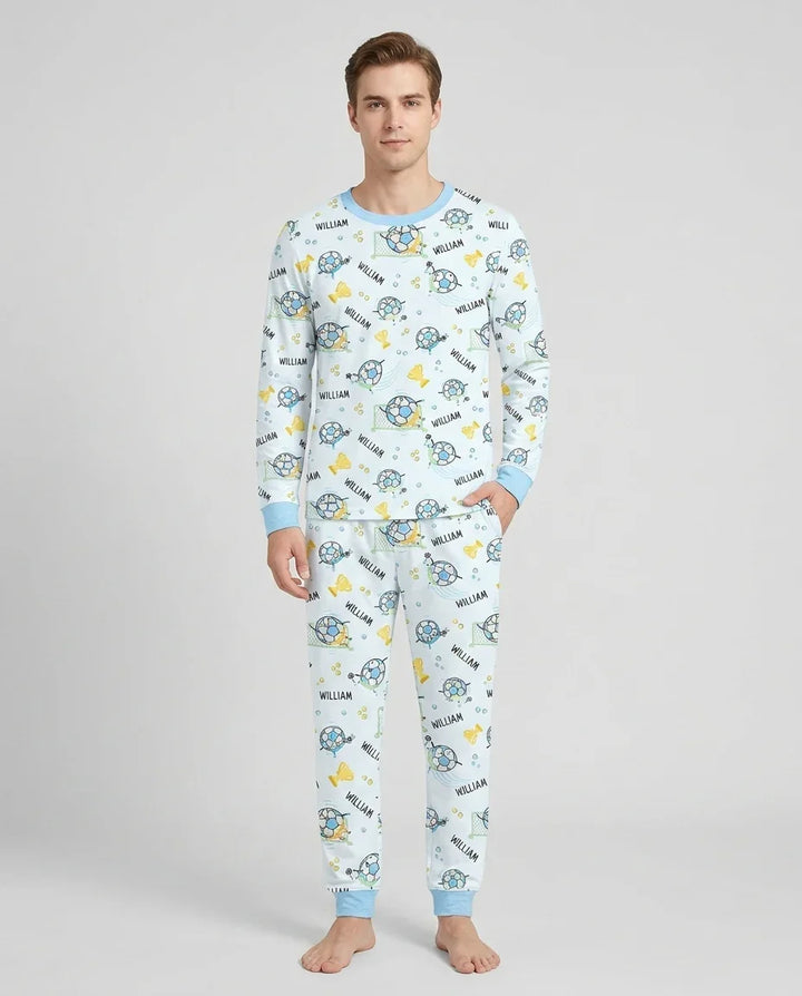 Custom Name Soccer Dad Team Matching Bamboo Men's Pajama Set
