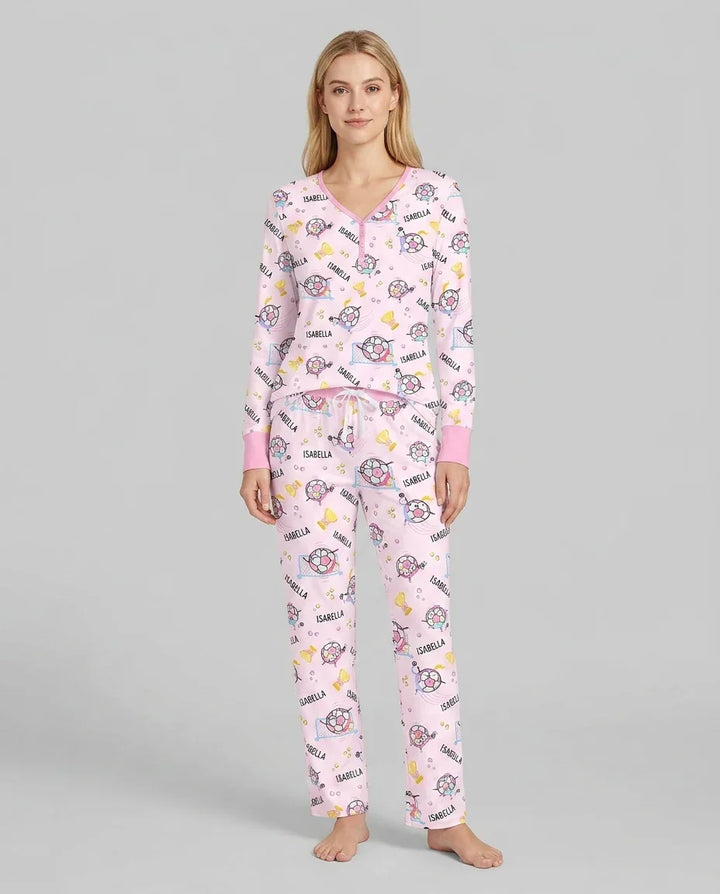 Custom Name Soccer Dad Team Matching Bamboo Women Pajama Set