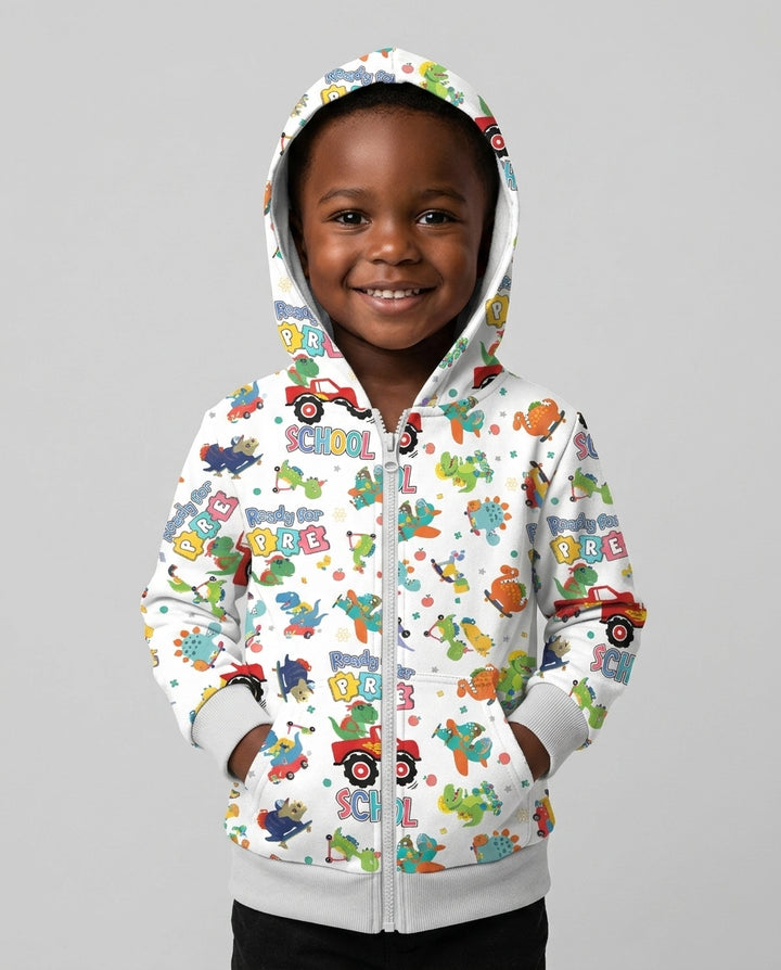 First Day of Preschool T-Rex Bamboo Zip Hoodie