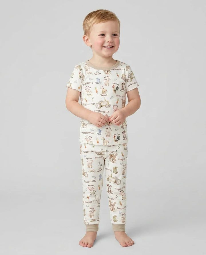 Old McDonald Farm Family Matching Bamboo Two Piece Short Sleeve Pajama Set