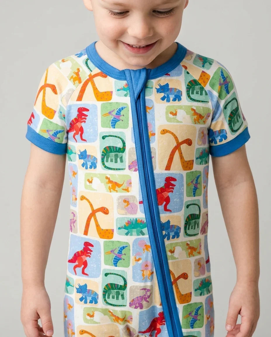 Rainbow Dino Friends Family Matching Bamboo Shorty Zippy