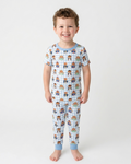 Patriotic 4th of July Highland Cow Bamboo Two Piece Short Sleeve Pajama Set