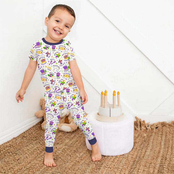 Mardi Gras Family Matching Bamboo Two Piece Short Sleeve Pajama Set