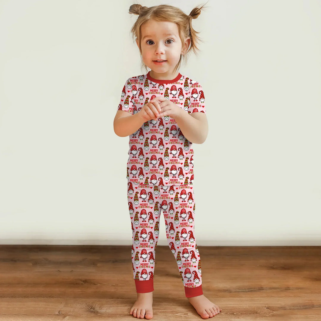 Gnomie Christmas Bamboo Two Piece Short Sleeve Pajama Set