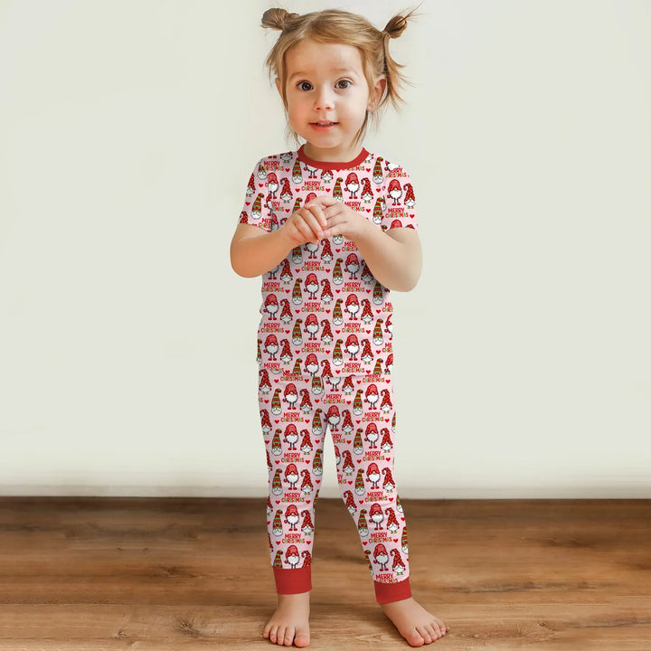 Gnomie Christmas Bamboo Two Piece Short Sleeve Pajama Set
