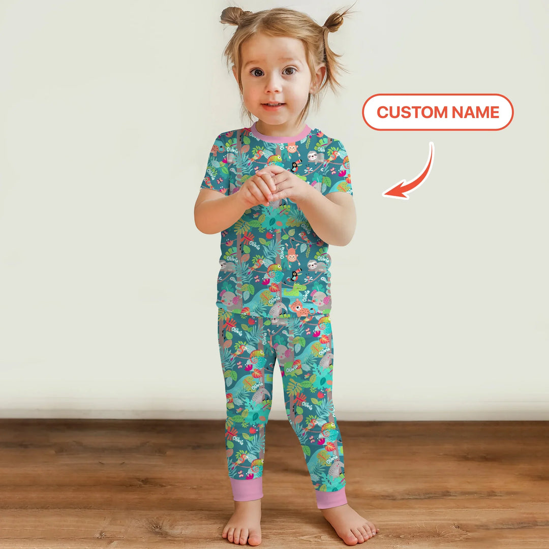 Jungle Buddy Adventure Bamboo Two Piece Short Sleeve Pajama Set