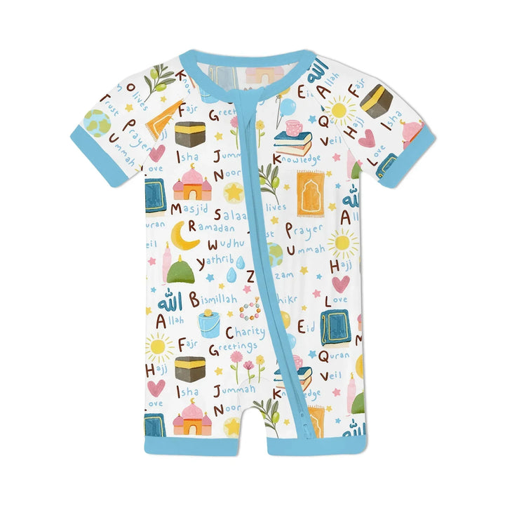 Islamic Alphabet Bamboo Shorty Zippy